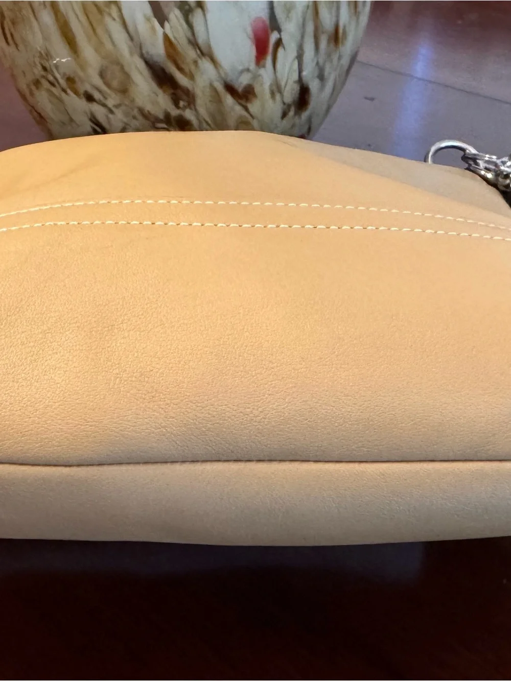 Coach Beige Leather Shoulder Bag with Coach Charm - Picture 6 of 10